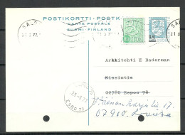 FINLAND 1977 O Salo Postal Stationery Ganzsache With OPT Redirected NB! 2 Holes At Bottom Margin! - Lettres & Documents