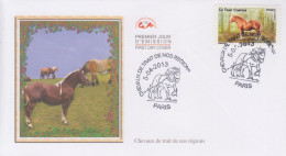 Enveloppe  FDC   1er  Jour   FRANCE    Chevaux  De  Trait  :  Le  Trait   Comtois    2013 - 2010-2019