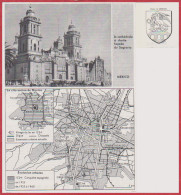 Mexico. Site Ancien De Mexico, évolution Urbaine. Vue De La Cathédrale Du Sagrario. Blason. Mexique. Larousse 1960. - Documents Historiques