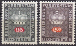 Liechtenstein, 1968, D 53+56, MNH **, Fürstenkrone. - Dienstzegels