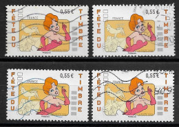 France 2008 Oblitéré  N°  4147   " Tex Avery  "   (  4 Exemplaires  ) - Used Stamps