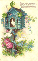 ILLUSTRATION, PIDGEONS, BIRDS, FLOWERS, BIRD HOUSE, SWITZERLAND, POSTCARD - Ohne Zuordnung