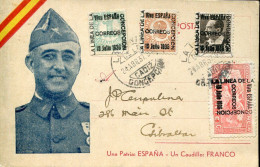 X0432 Spain,circuled Card From Cadiz To Gibraltar  24.4.1937 Propaganda Card Franco With Vva Espana - Nationalist Issues