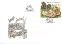 FDC 937 Czech Republic Zoological Gardens II 2017 White Lion Chimpanzee Tiger - Raubkatzen