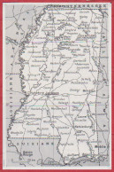 Petite Carte Du Mississippi. Etats Unis. USA. Larousse 1960. - Documenti Storici