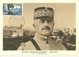 ENV PREMIER JOUR MARECHAL FRANCHET D'ESPEREY MOSTAGANEM MAI 1956 - FDC