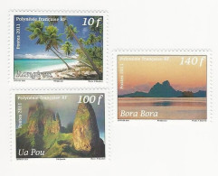 Polynésie-2011-Paysages Des îles - N° 957 à 959 ** - Unused Stamps