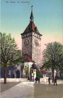 BASEL, TOWER WITH CLOCK, ARCHITECTURE, PARK, SWITZERLAND, POSTCARD - Basel