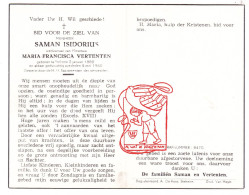 DP Isidorius Saman ° Stekene 1880 † 1960 X Maria Francisca Vertenten - Devotieprenten