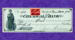 USA Check Chemical National Bank Of New York 1900 VERY RARE - Altri & Non Classificati