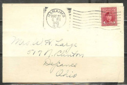 1943 4 Cents George VI Nanaimo (May 22) BC To Ohio USA - Brieven En Documenten