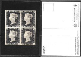 Stamps, UK 1a Mint Plate Block 1a, Unused  - Briefmarken (Abbildungen)