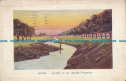 R017539 Cairo. Sunset On The Ghizeh Pyramids. 1924 - Mondo