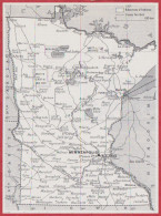 Carte Du Minnesota. Carte Avec Réserves Indiennes, Chemin De Fer. Etats Unis. USA. Larousse 1960. - Documents Historiques