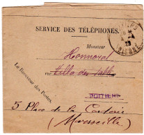 1925  " SERVICE Des TELEPHONES "  à POITIERS    Envoyée à MARSEILLE - Briefe U. Dokumente