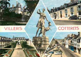 02 - Villers Cotterets - Multivues - Automobiles - Statue De Diane - Carte Dentelée - CPSM Grand Format - Flamme Postale - Villers Cotterets