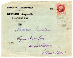 1943 Devant De Lettre " GERARD  Augustin Produits Agricoles à CLAMENSANE "  Envoyée à CORBIERES 04 - Covers & Documents