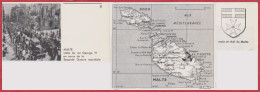 Malte. Visite Du Roi George VI Au Cours De La Seconde Guerre Mondiale. Carte Et Blason. Larousse 1960. - Historische Dokumente