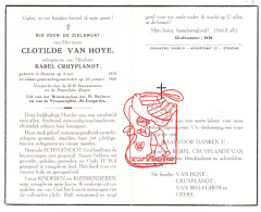 DP Clotilde Van Hoye ° Stekene 1875 † 1960 X Karel Cruyplandt // Van Belleghem Geers - Devotieprenten