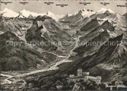 11652336 Bellinzona Panorama Reliefkarte Mit Castello Di Svitto Montebello  Bell - Sonstige & Ohne Zuordnung