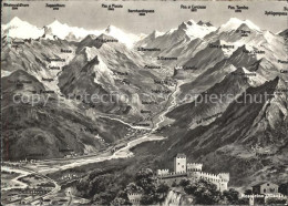 11652329 Bellinzona Panorama Reliefkarte Mit Castello Di Svitto Montebello  Bell - Autres & Non Classés