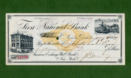 USA Check First National Bank Canton Dakota Territory 1887 - Andere & Zonder Classificatie