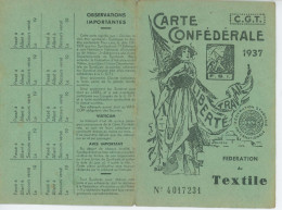 Carte De La CGT 1937 - Lidmaatschapskaarten