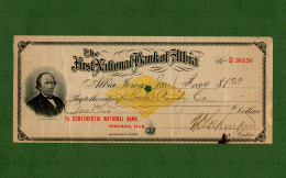 USA Check First National Bank Of Albia Iowa 1899 Print A. Drake Bank's President - Otros & Sin Clasificación