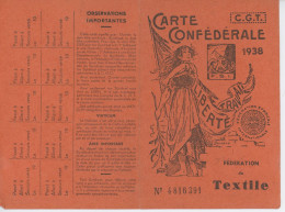 Carte De La CGT 1938 - Tessere Associative