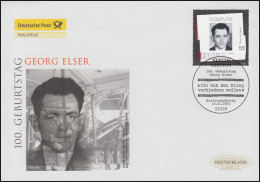 2310 Georg Elser, Antifaschist, Schmuck-FDC Deutschland Exklusiv - Briefe U. Dokumente