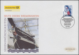 2322 SWK Dreimastbark Seute Deern Bremerhaven, Schmuck-FDC Deutschland Exklusiv - Storia Postale