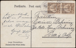 DSWA 24 Kaiseryacht 3 Pf Senkrechtes Paar SWAKOPMUND 3.8.1906 Auf AK Antilope - África Del Sudoeste Alemana