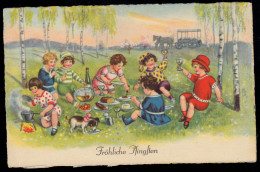 AK Glückwünsche Pfingsten: Kinder Machen Picknick, BERLIN 18.5.1929 - Autres & Non Classés