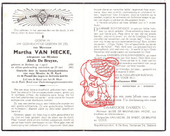 DP Martha Van Hecke ° Stekene 1891 † 1961 X Aloïs De Bruyne // De Smedt Cock - Devotion Images