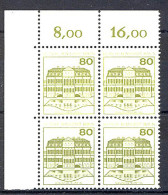 674 Burgen U.Schl. 80 Pf Eck-Vbl. Ol ** Postfrisch - Nuevos