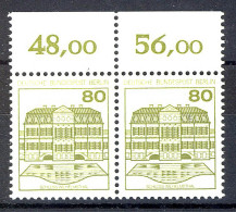 674 Burgen U.Schl. 80 Pf Paar OR ** Postfrisch - Unused Stamps