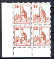 673 Burgen U.Schl. 35 Pf Eck-Vbl. Ul ** Postfrisch - Unused Stamps