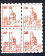 673 Burgen U.Schl. 35 Pf Viererblock ** Postfrisch - Unused Stamps