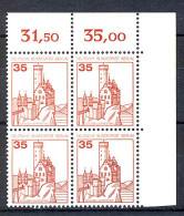 673 Burgen U.Schl. 35 Pf Eck-Vbl. Or ** Postfrisch - Nuevos