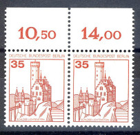 673 Burgen U.Schl. 35 Pf Paar OR ** Postfrisch - Nuevos