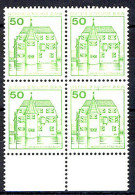 615 Burgen U.Schl. 50 Pf UR-Viererbl. ** Postfrisch - Unused Stamps