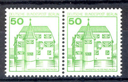 615 Burgen U.Schl. 50 Pf Waag. Paar ** Postfrisch - Unused Stamps