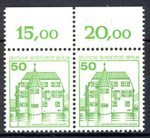 615 Burgen U.Schl. 50 Pf Paar OR ** Postfrisch - Unused Stamps