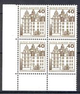 614 Burgen U.Schl. 40 Pf Eck-Vbl. Ul ** Postfrisch - Nuevos