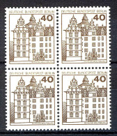 614 Burgen U.Schl. 40 Pf Viererblock ** Postfrisch - Nuevos