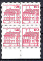 611 Burgen U.Schl. 60 Pf UR-Viererbl. ** Postfrisch - Nuevos