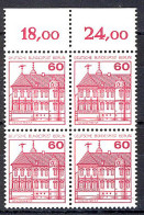 611 Burgen U.Schl. 60 Pf OR-Viererbl. ** Postfrisch - Ongebruikt