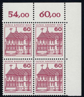 611 Burgen U.Schl. 60 Pf Eck-Vbl. Or ** Postfrisch - Nuovi