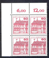 611 Burgen U.Schl. 60 Pf Eck-Vbl. Ol ** Postfrisch - Nuevos