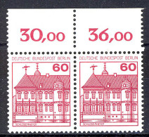611 Burgen U.Schl. 60 Pf Paar OR ** Postfrisch - Unused Stamps